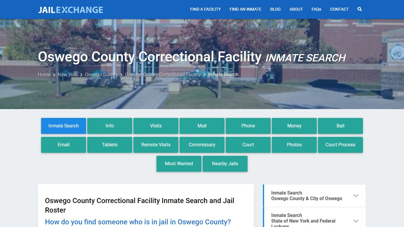 Oswego County Correctional Facility Inmate Search - Jail Exchange